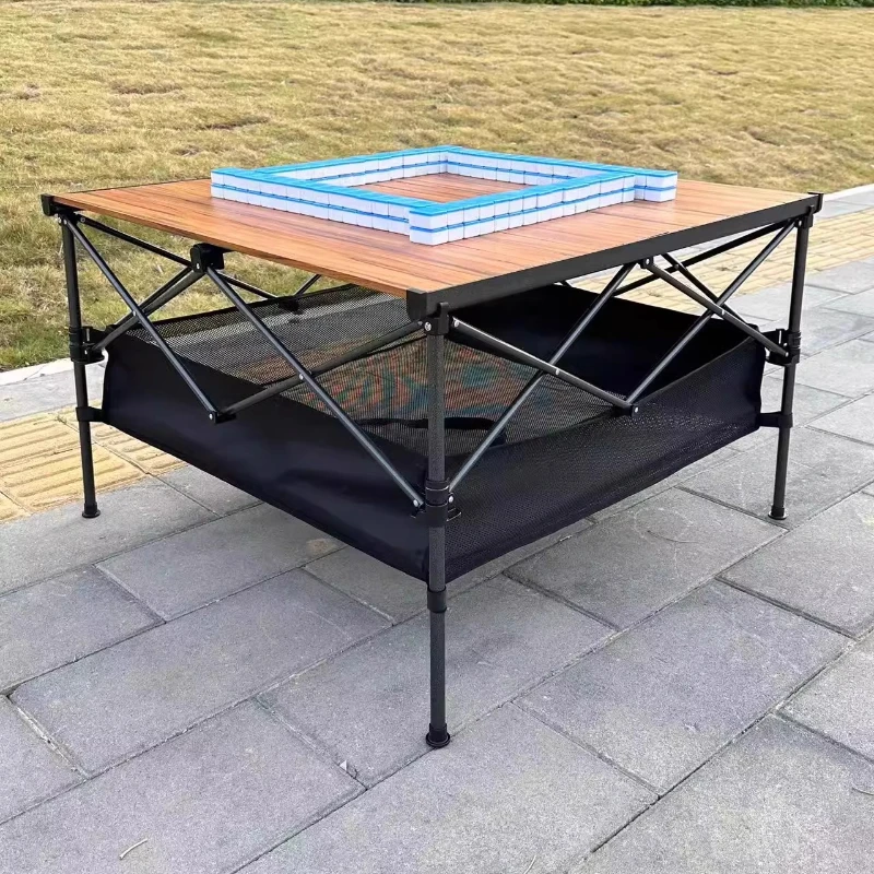 

Aluminum alloy outdoor camping table folding large square dining card mahjong barbecue camping
