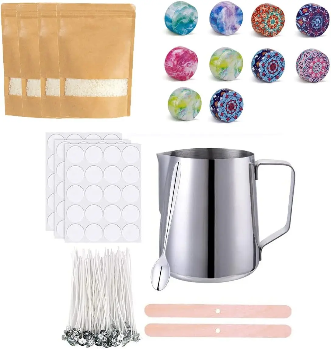 

DIY Candle Making Kit Easily Create DIY Starter Set with Beeswax, Wax Melting Pot, Cotton Wicks, 10 Tins & More TH0JY-1210