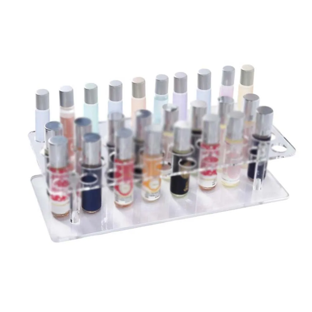 Multi Functional Acrylic Organizer with 36 Storage Slots for Rollerball Perfumes Lipsticks and Makeup Tools Clear and