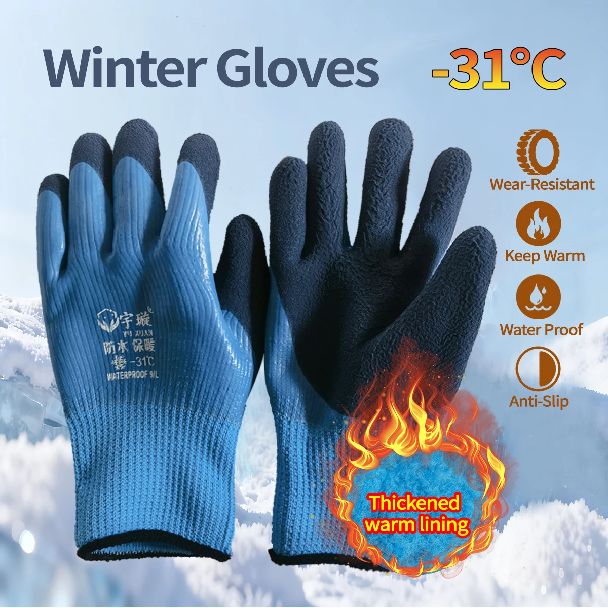 

Winter Gloves For Men Women Warm Gloves Fleece lining Waterproof Hiking Skiing Fishing Cycling Snowboard Non-slip Wholesale
