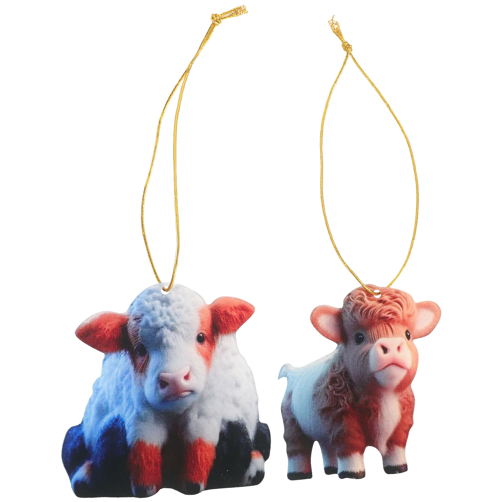 2 Pcs Letter Highland Cow Creative Pendant Yak Plateau Decoration Acrylic (1+2) 2pcs Christmas Hanging Cows Ornament