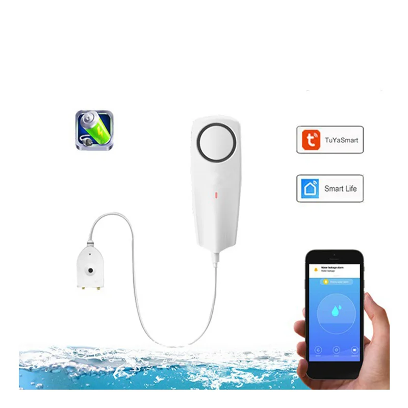 Household Overflow Detection Tuya Intelligent Wifi Water Immersion Sensor Wireless Remote Push Water Leakage Alarm Rechargeable