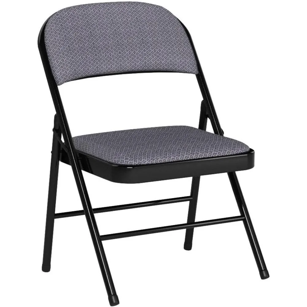 Paquet de 4 chaises de salle à manger en tissu avec structure en métal, sièges rembourrés, coussinets antidérapants, pliables pour un rangement facile