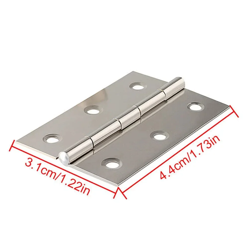 10pcs Flat Stainless Steel Door Hinges for Cabinet Doors Windows Wooden Box Home Furniture Hardware Accessories