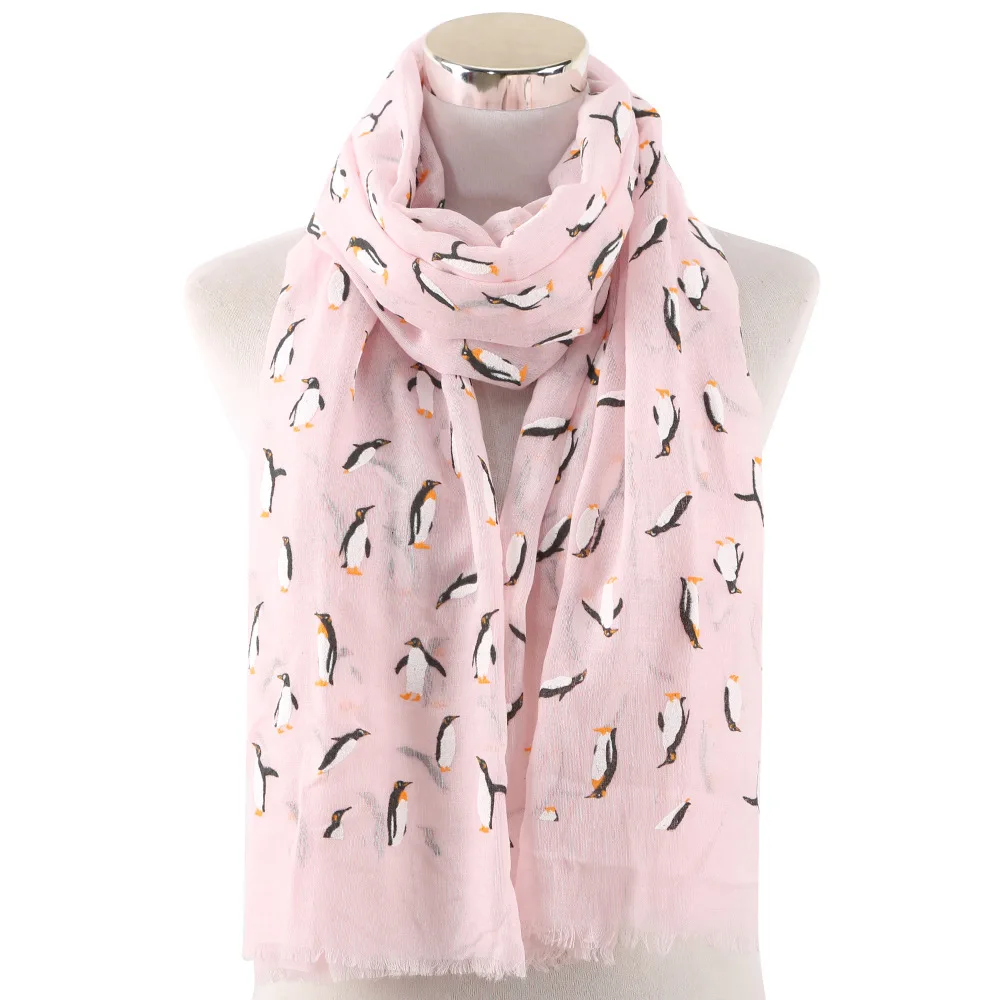 Lovely Penguin Pattern Woman Lady Scarf Cool Summer Thin Shawl Wraps