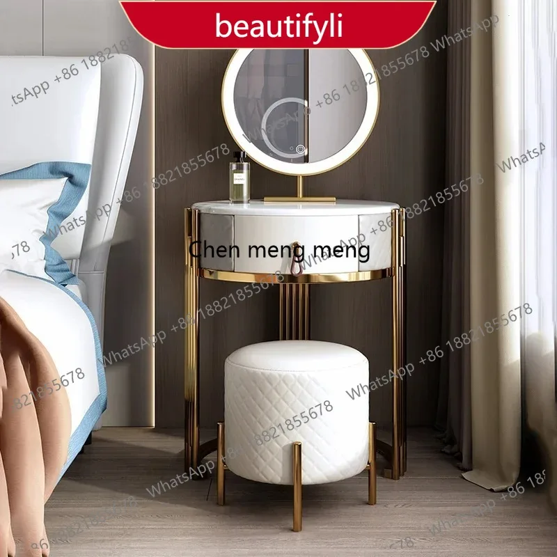 

Туалетный столик 01A с зеркалом, ящиками для хранения и пуфом, роскошный декор для спальни, элитная мебель для дома