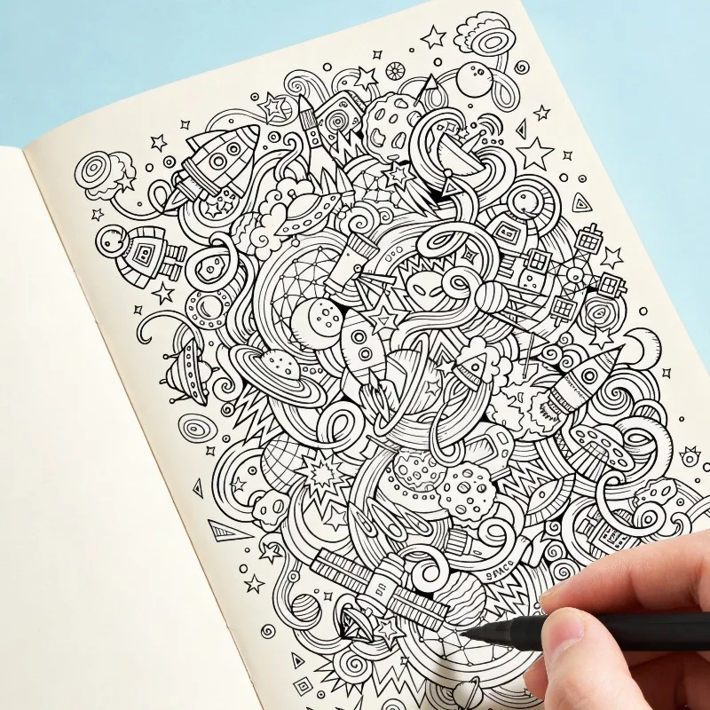 One Copying Line Drawing Coloring Book, Line Drawing Doodle, Art Line Drawing Exercise Book, 24 Pages of High-definition Paper