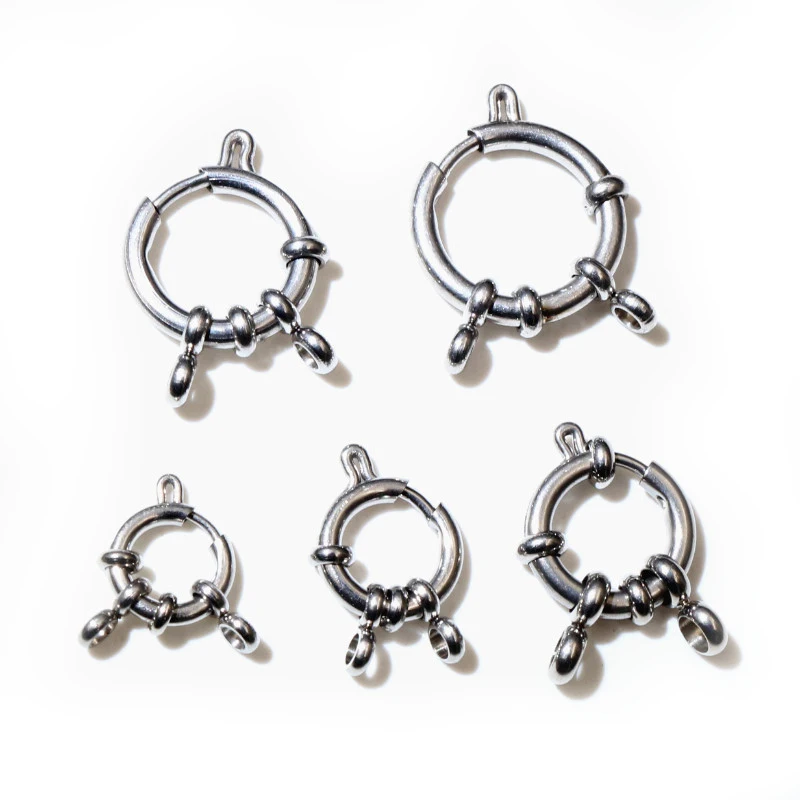 

4pcs Stainless Steel Round Spring Clasps Hooks for Bracelet Clavicle Necklace Clasp Connectors DIY Jewelry Making Supplies