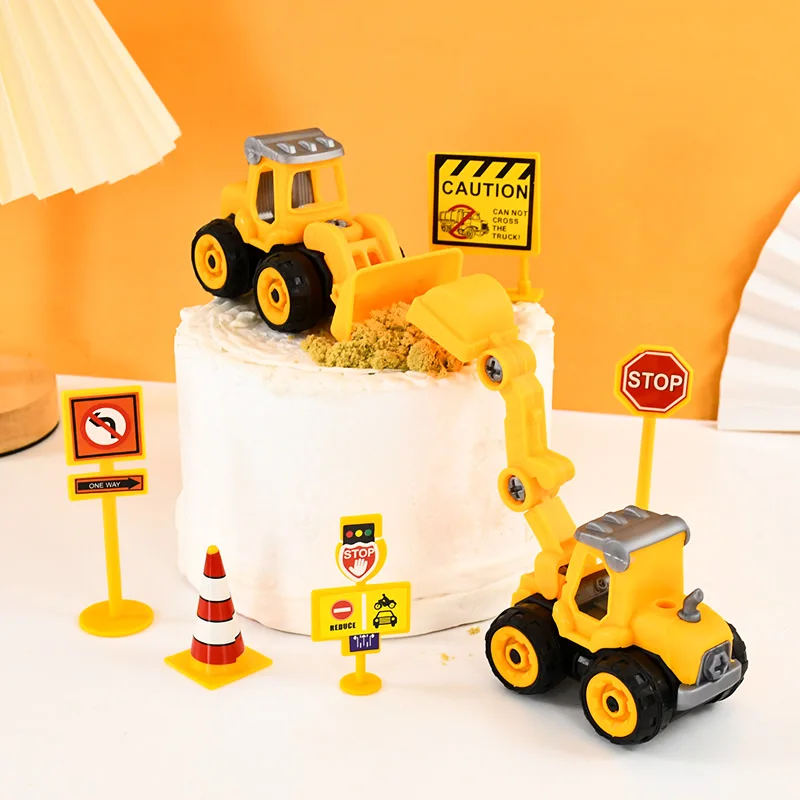 1pc Cute Mini Engineering Vehicle Excavator Pull Back Car Toys for Kids Construction Theme Birthday Party Party Decor Supplies