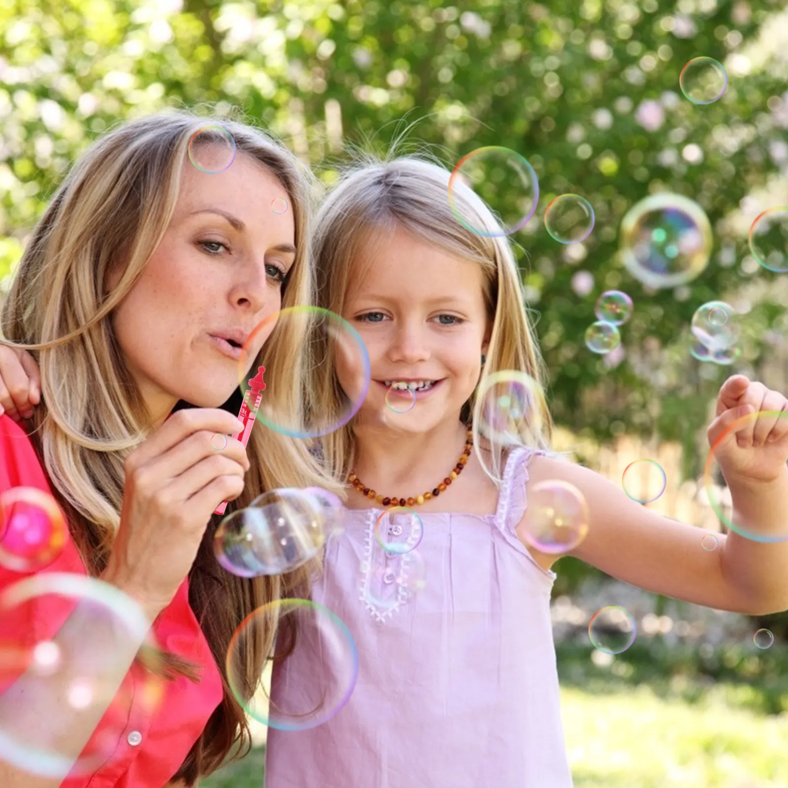 48pcs Heart-Shaped Refillable Bubble Wands for Parties, Birthday, Wedding, Outdoor Fun – Safe PS Material