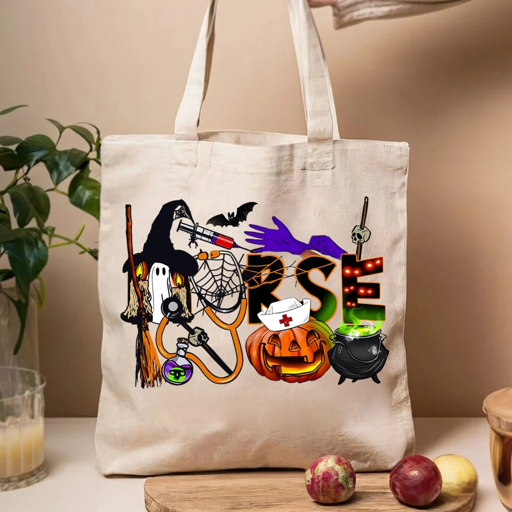 Bolso de mano para enfermera de Halloween, bolsa de compras para enfermera, otoño