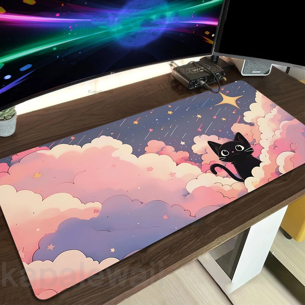 

Kawaii Cute Cat Mousepad Gaming Mouse Pad Non-Slip Rubber Locking Edges Mouse Mat Office Space Cloud Desk Mat Home Table Carpet