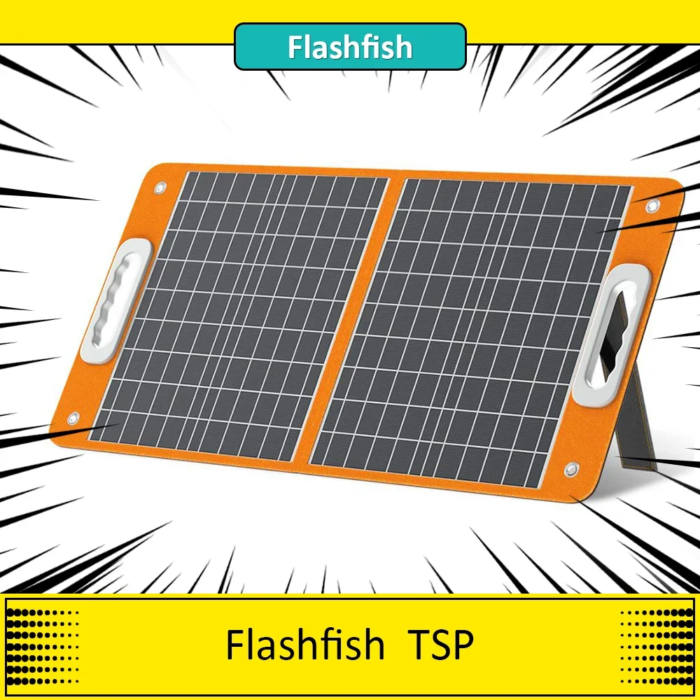 Flashfish TSP18V لوحة شمسية قابلة للطي ، شاحن شمسي محمول مع مخرجات تيار مستمر ، مخرجات USB 2 ، 60 واط