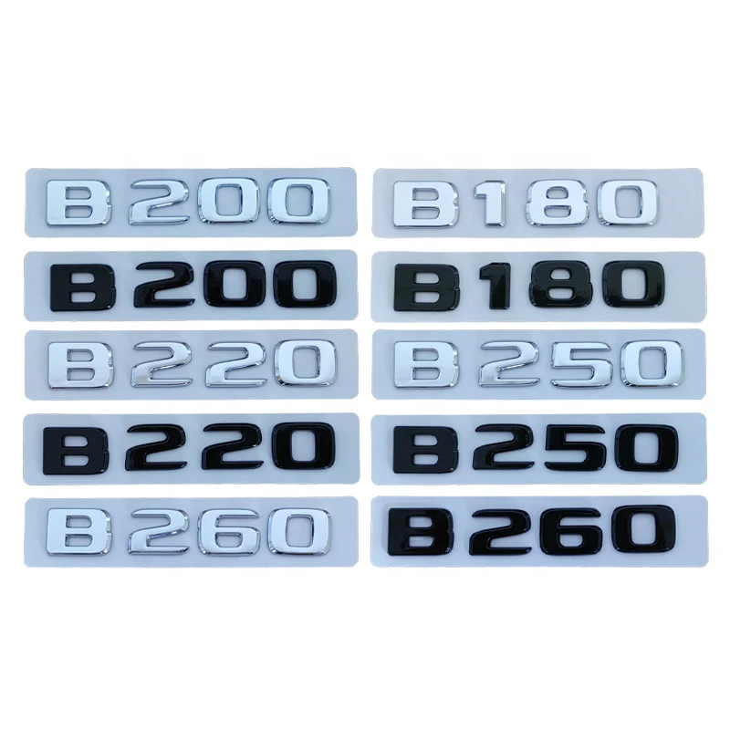 

3d ABS Chrome Black Letters For Mercedes Benz B180 B200 B220 B250 B260 W246 W245 Logo Sticker Car Trunk Emblem Badge Accessories