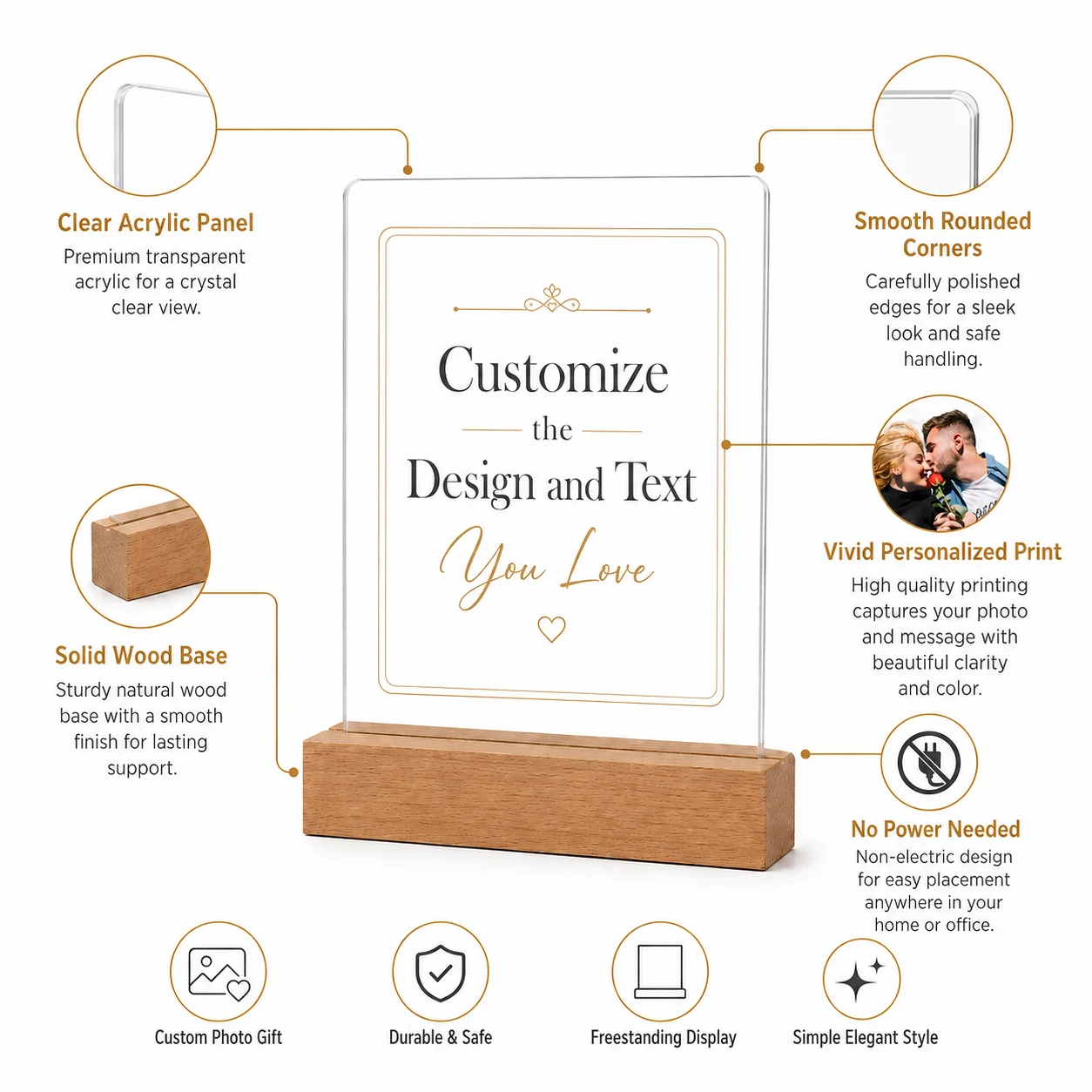 Customized Patterned Acrylic Name Stand, Suitable for Home Decoration, to Add to the Empty Space on the Table, Ideal for Gift-Giving, Wedding Decorations