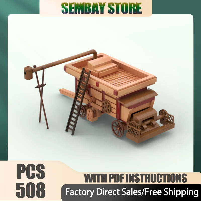 Moc tijolos de construção modular dreschmaschine debulhador colheitadeira modelo tecnologia blocos natal diy brinquedo construção presentes