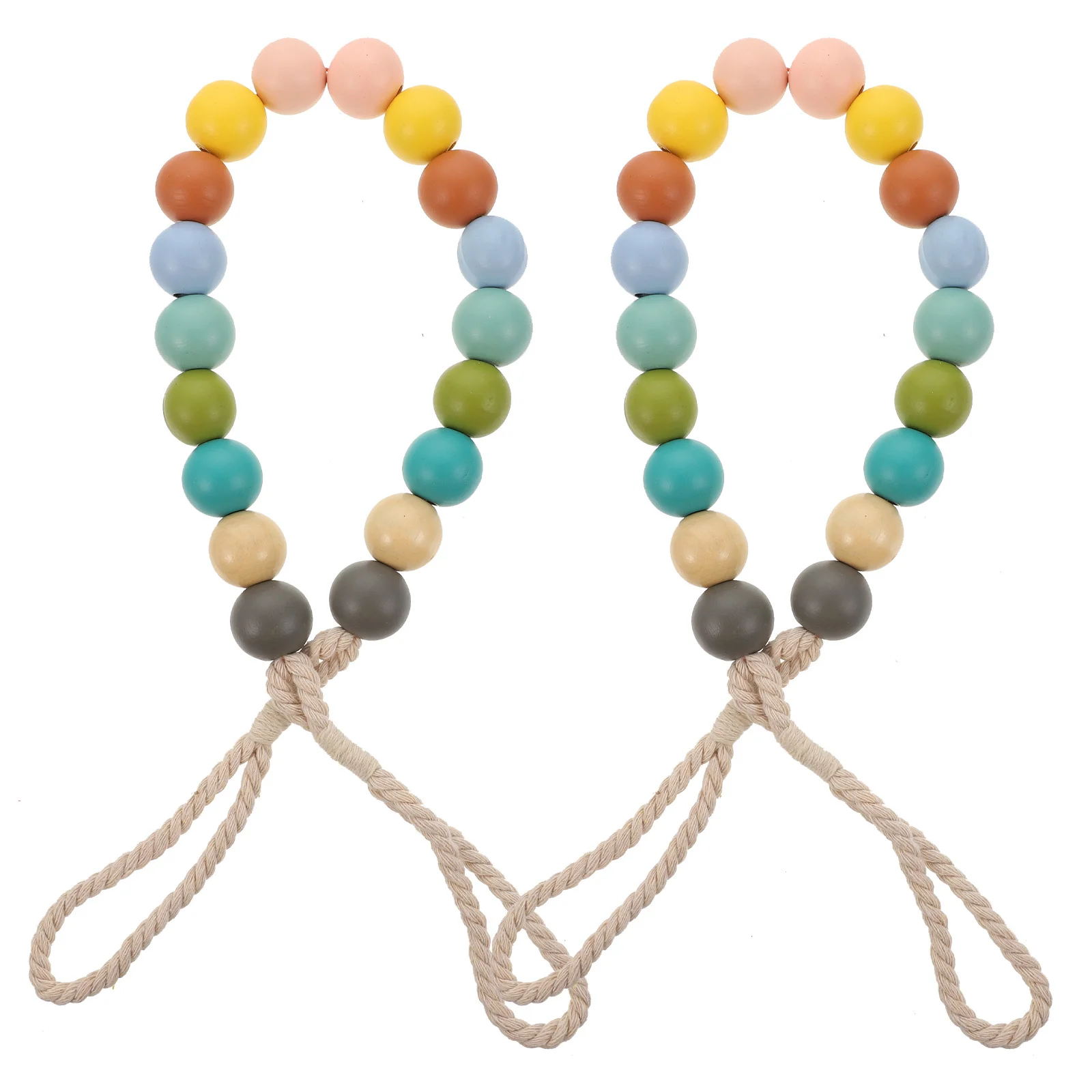 

2Pcs Wood Bead Curtain Holders Chic Design No Drilling Modern Accessories Perfect for Home Decor Housewarming Gifts