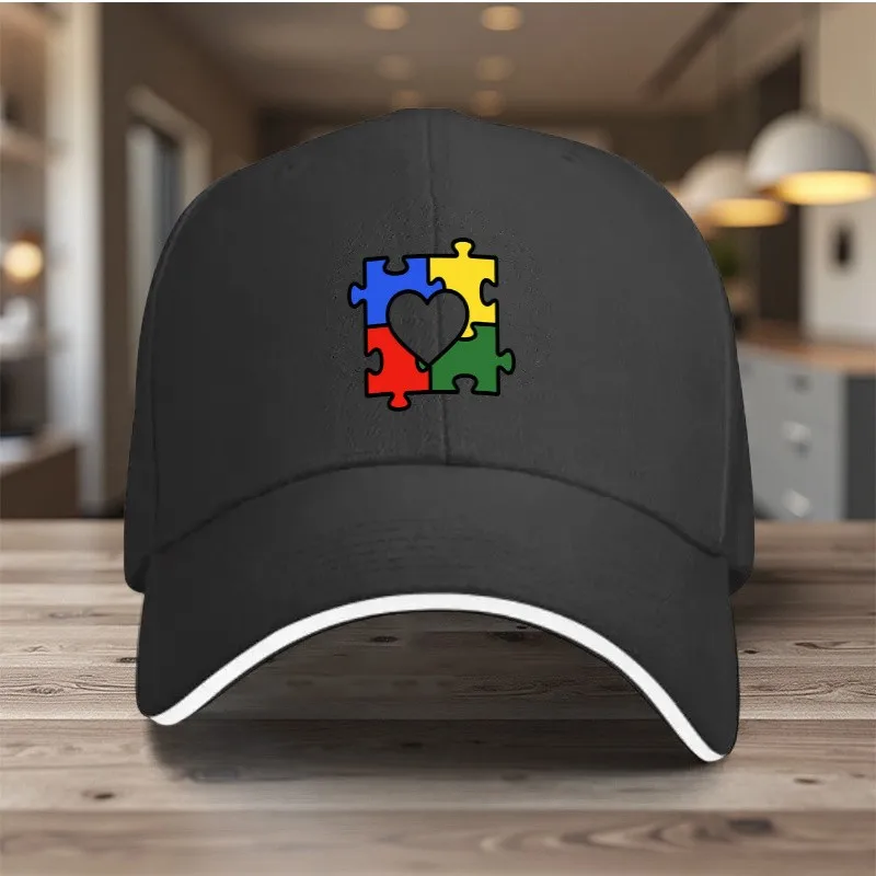 Autism Awareness Puzzle Heart Baseball Cap Adjustable Polyester Unisex Hat Outdoor Casual Snapback