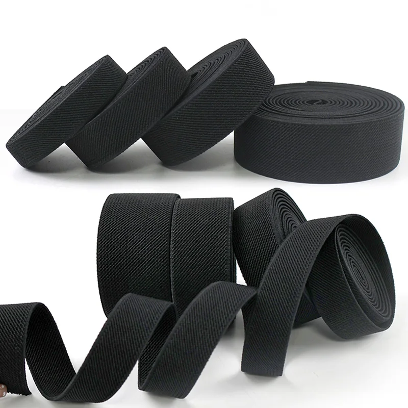 

10M 10-80mm Black Elastic Band Stretch Webbing Tape for Waistband Belt Pants Dress Garment Rubber Bands DIY Sewing Accessories