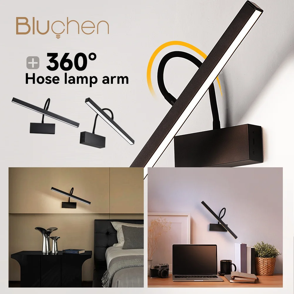 Wireless Wall Lights Indoor Rechargeable Dimming Wall Sconce Light with 360° Flexible Arm LED Wall Lamp for Game Room Corner