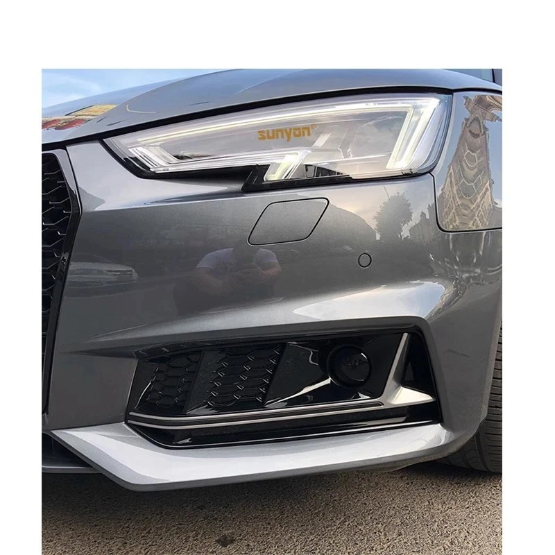 S4 Style Car Parts Front Bumper Fog Lamp Cover Fog Light Frame Fog Light Grille With ACC for audis A4L 2017 2018 2019
