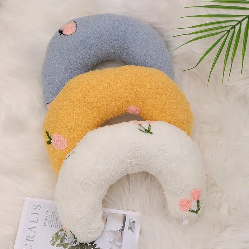 Teddy Velvet Pet Half-Moon Pillow Cat Stepping On Milk Pillow U-Shaped Pillow Deep Sleep Super Soft Fluffy Pet Calming Toy