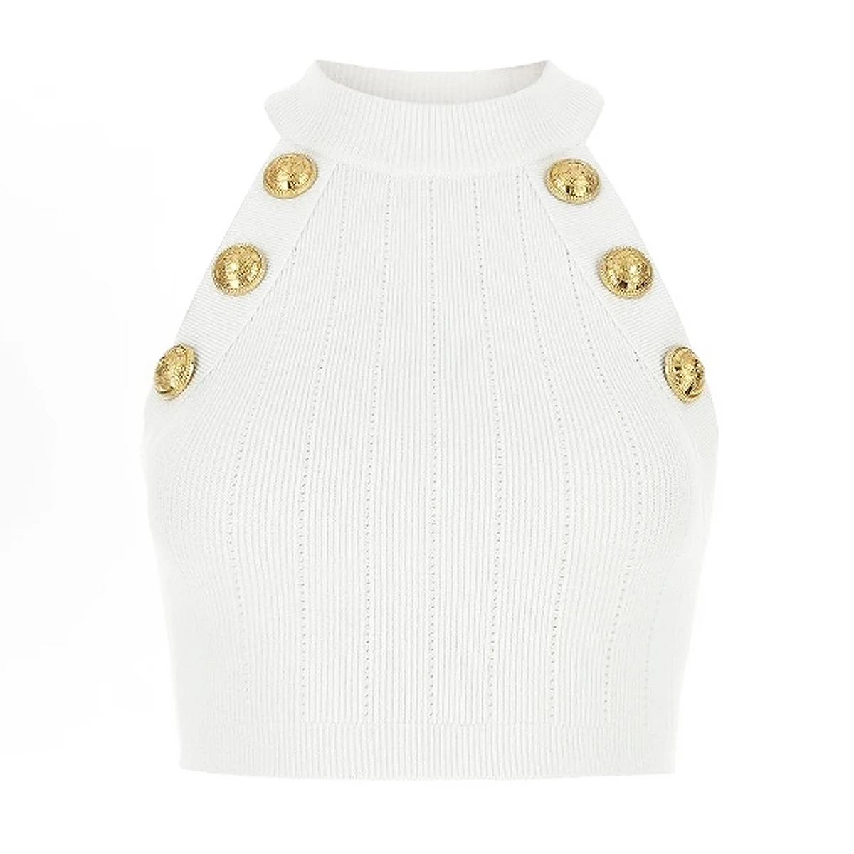 

Summer New Fashionable Style Commuter Women's Hanging Neck Sleeveless Vest Bottom Top Short Knitted Off Shoulder Strap Tank Top