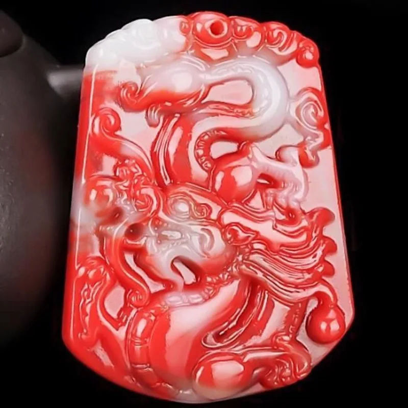 

Натуральная куриная кровь нефритовый дракон кулон ожерелье модные украшения популярный модный стиль