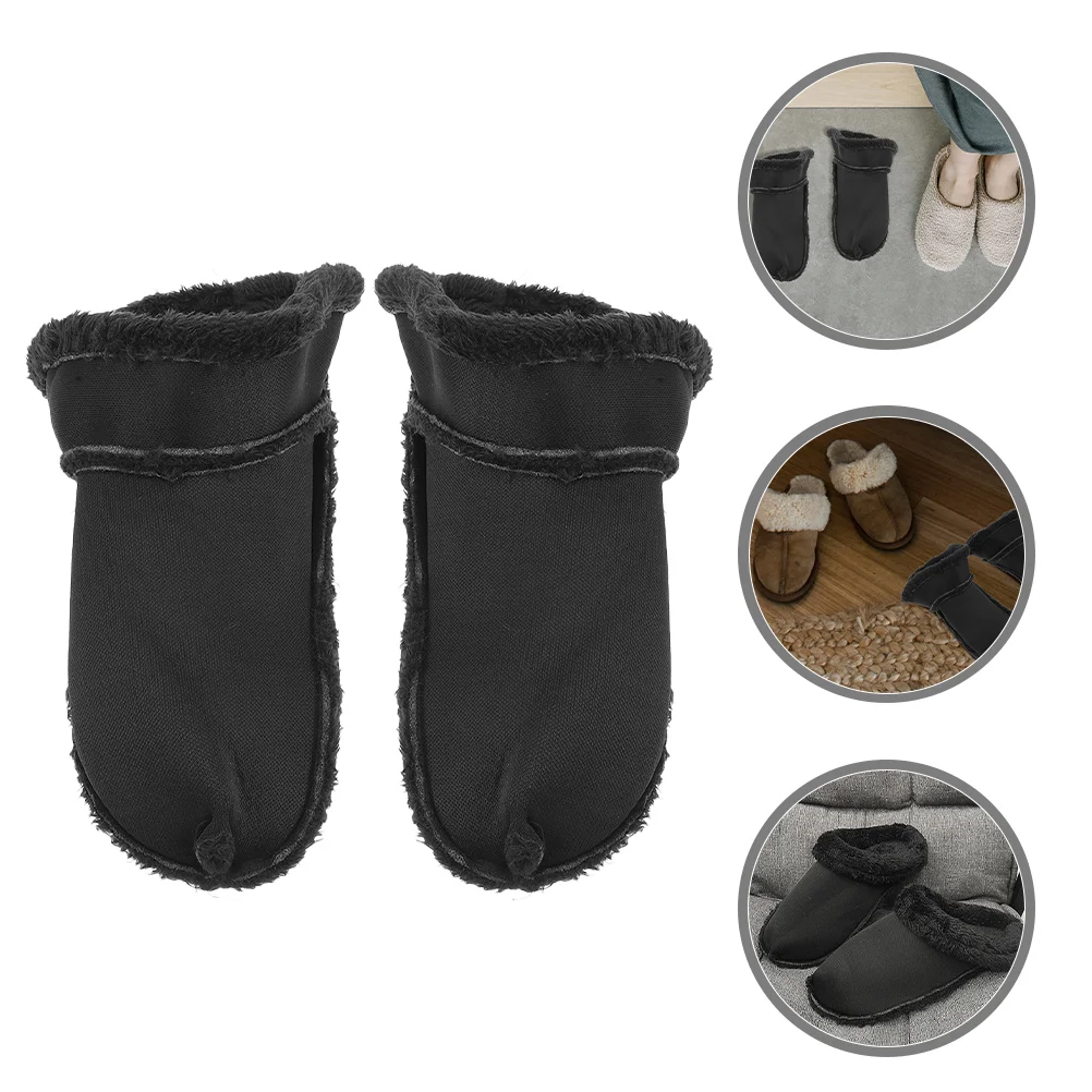 

Mens Sandals with Velvet Lining Winter Hole Shoe Inserts Fluffy Fuzzy Detachable Black Plush Warm Miss