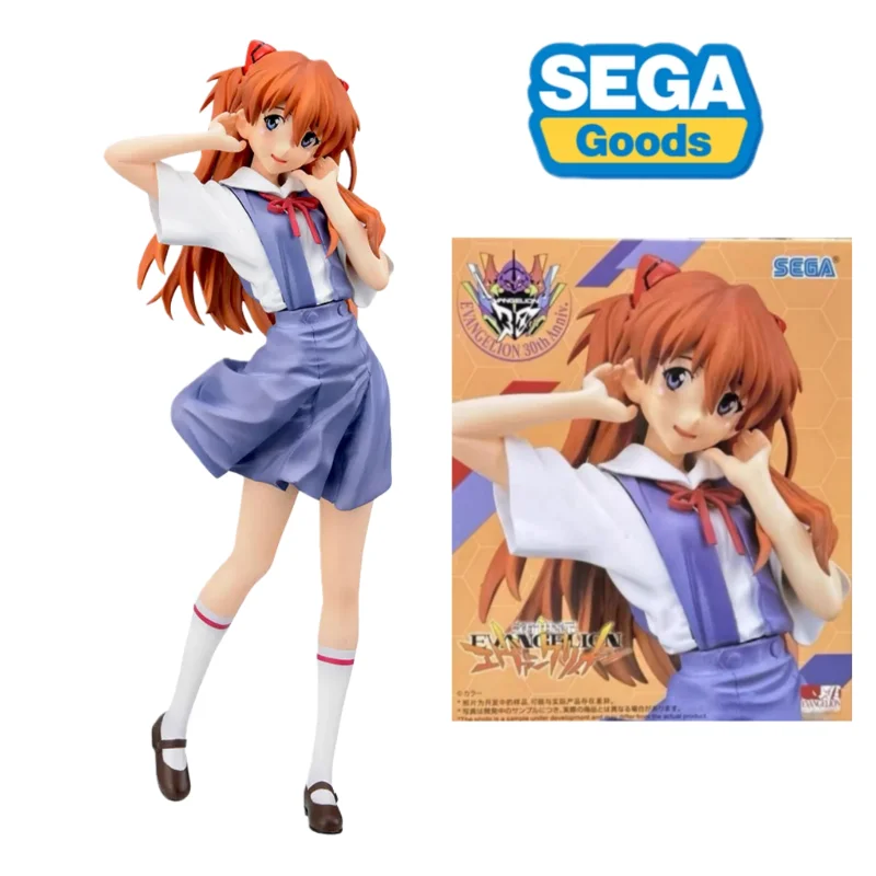 

In Stock Original SEGA EVA Asuka Langley Soryu School Uniform Anime Figure Model Collection Birthday Present Doll Ornaments PVC