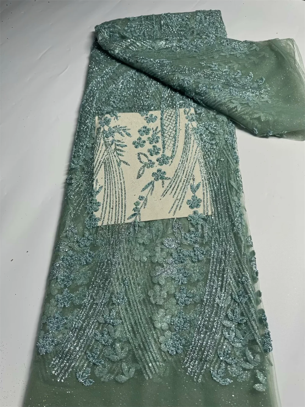 Tecido de renda de algodão africano, renda líquida, vestido de lantejoulas francês, mais recente laço Voile na Suíça, 5 jardas