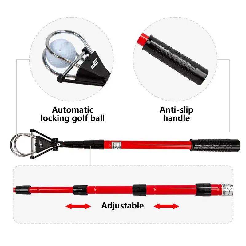 Telescopic Golf Ball Retriever Extendable Golf Ball Pick Up Tools Adjustable Golfball Picker Water Grabber Golf Accessories