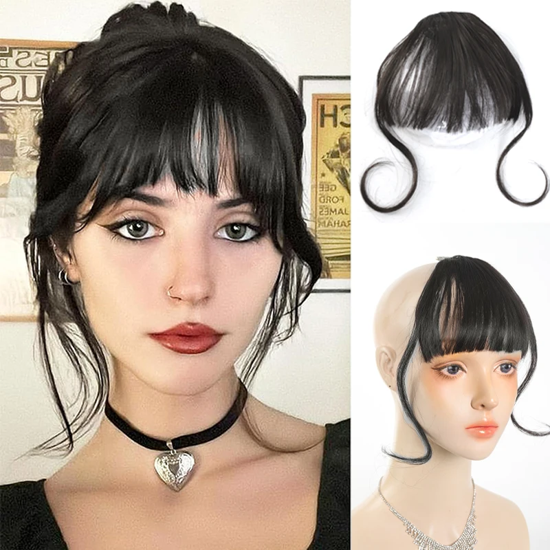 

LUPU Black Cosplay Wig with Neat Bangs and Curly Side Locks – Unique Hair Style