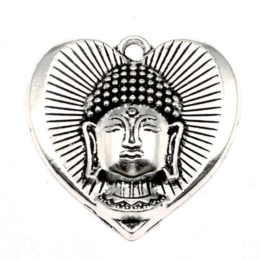 2pcs 32x32mm Statue Of Buddha Charms Women Pendant Handmade Kids Woman Jewelri Antique Silver Color