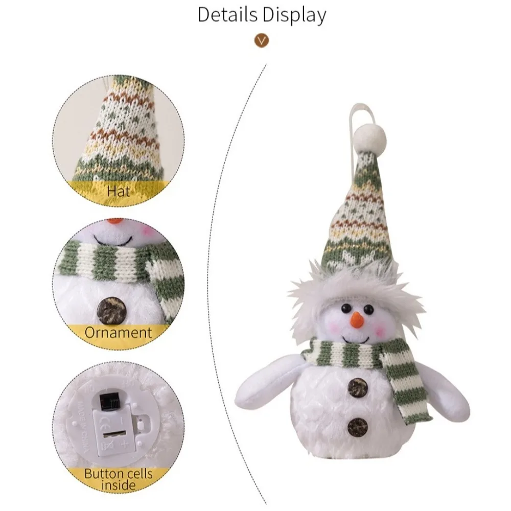 New LED Lights Christmas Snowman Hanging Decorations Christmas Snowman Ornament Cute Handmade Xmas Decorations Christmas