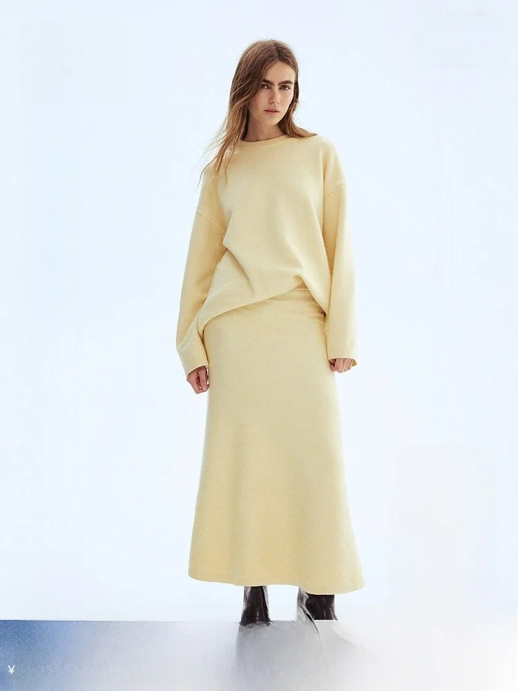 

H&M Knitted Bell Bot Skirt High Waist Casual Sle Polyester Blend Fabric Tourist Date Suitable Spring New Arrival