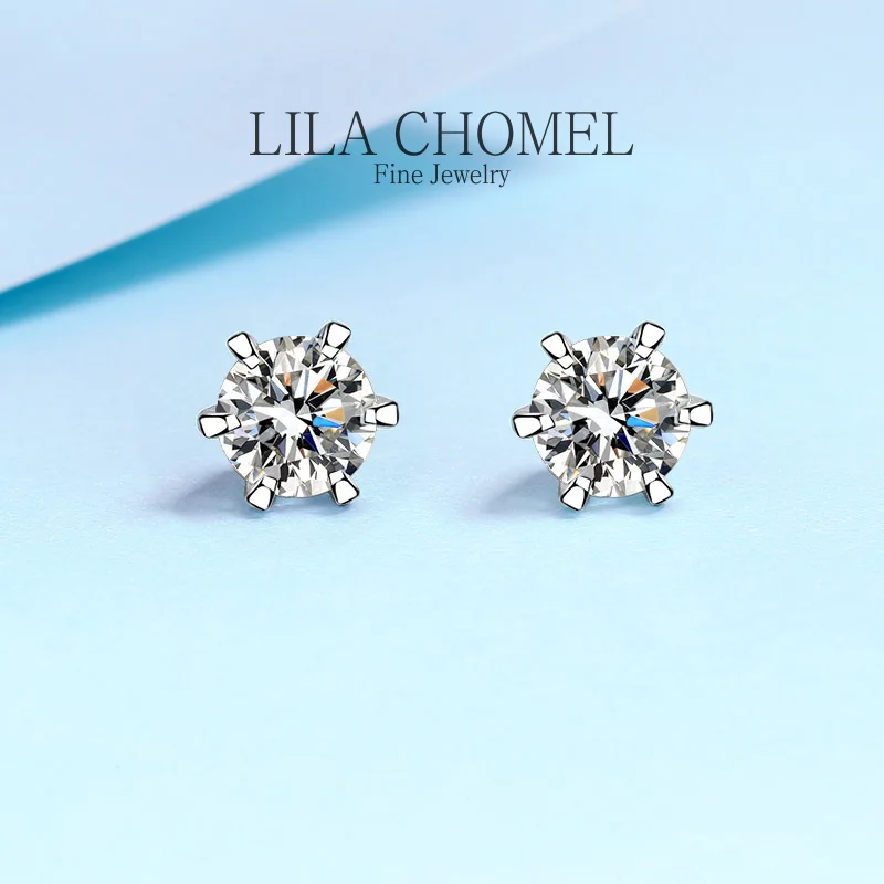 

Quality 0.5/1/2ct/piece Round Cut D Color Moissanite Stud Earrings for Women solid platinum PT950 Diamond with GRA certificate