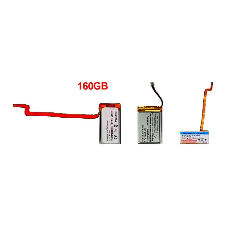 

650-1000Mah 616-0229 616-0206 616-0183 616-0232(160GB) Battery For Apple Ipod 6TH 7TH Classic 160GB 4TH Thick 30 55.5