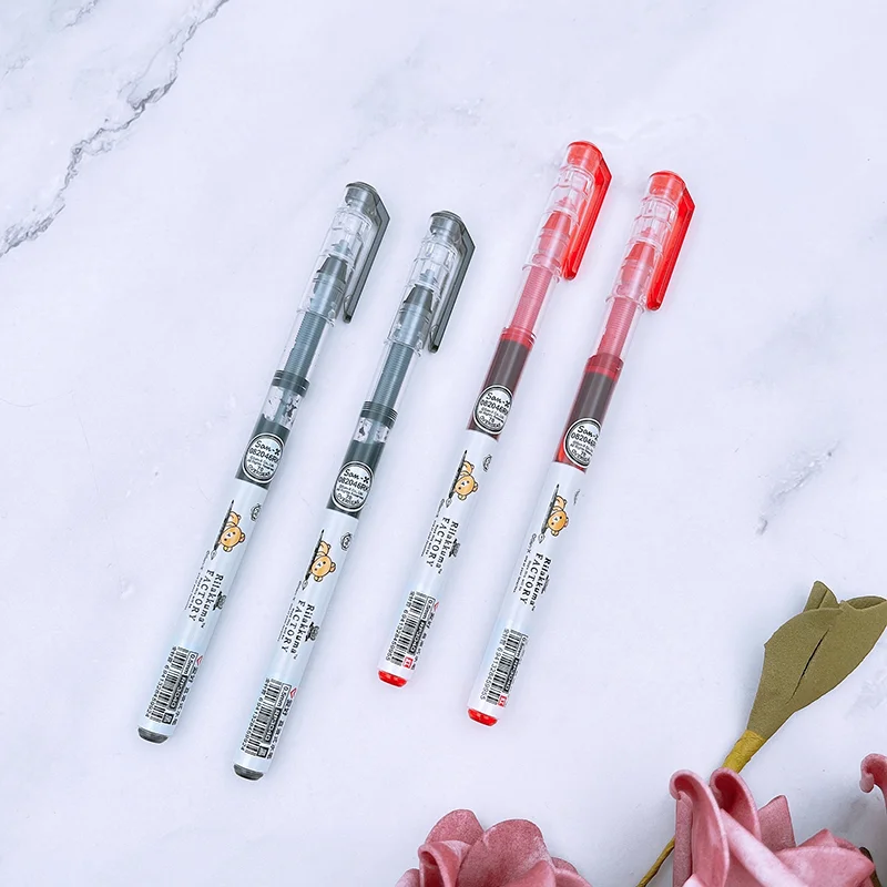 

4Pcs AIHAO RP3040 Rilakkuma Direct Liquid Gel Pen 0.5mm Black/Red Ink New Quality Creative Writing Smooth Neutral Pen Office