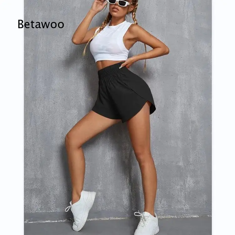 High waist elastic loose casual shorts for women relaxed cutting sport bottom suitable for daily walking outdoor activities and