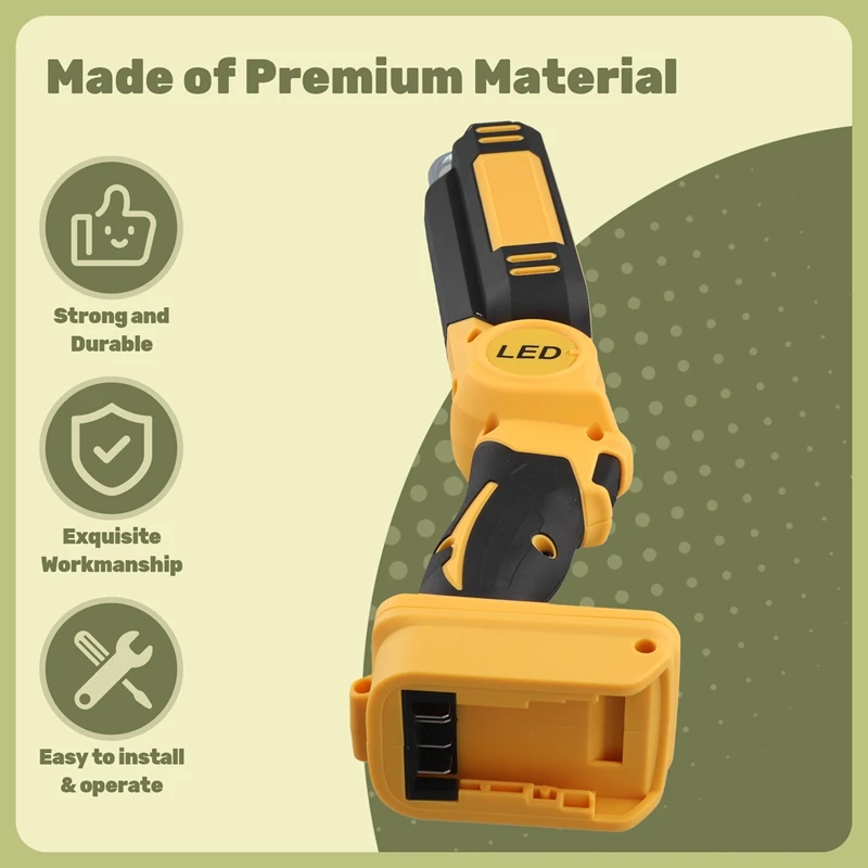 Outdoors Electric Highlight Adjustable Brightness Multifunction Folding LED Work Light For Dewalt 18V Battery