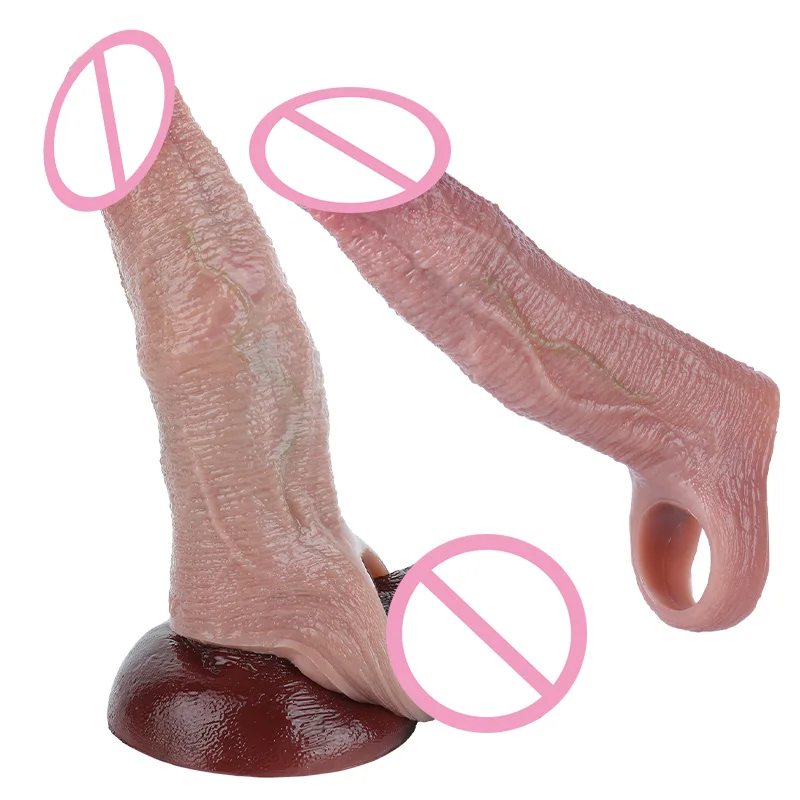 LUUK Comfortable Silicone Realistic Male Penis Sleeve Soft Waterproof Reusable Confidential Private Toy For Daily Intimate Use