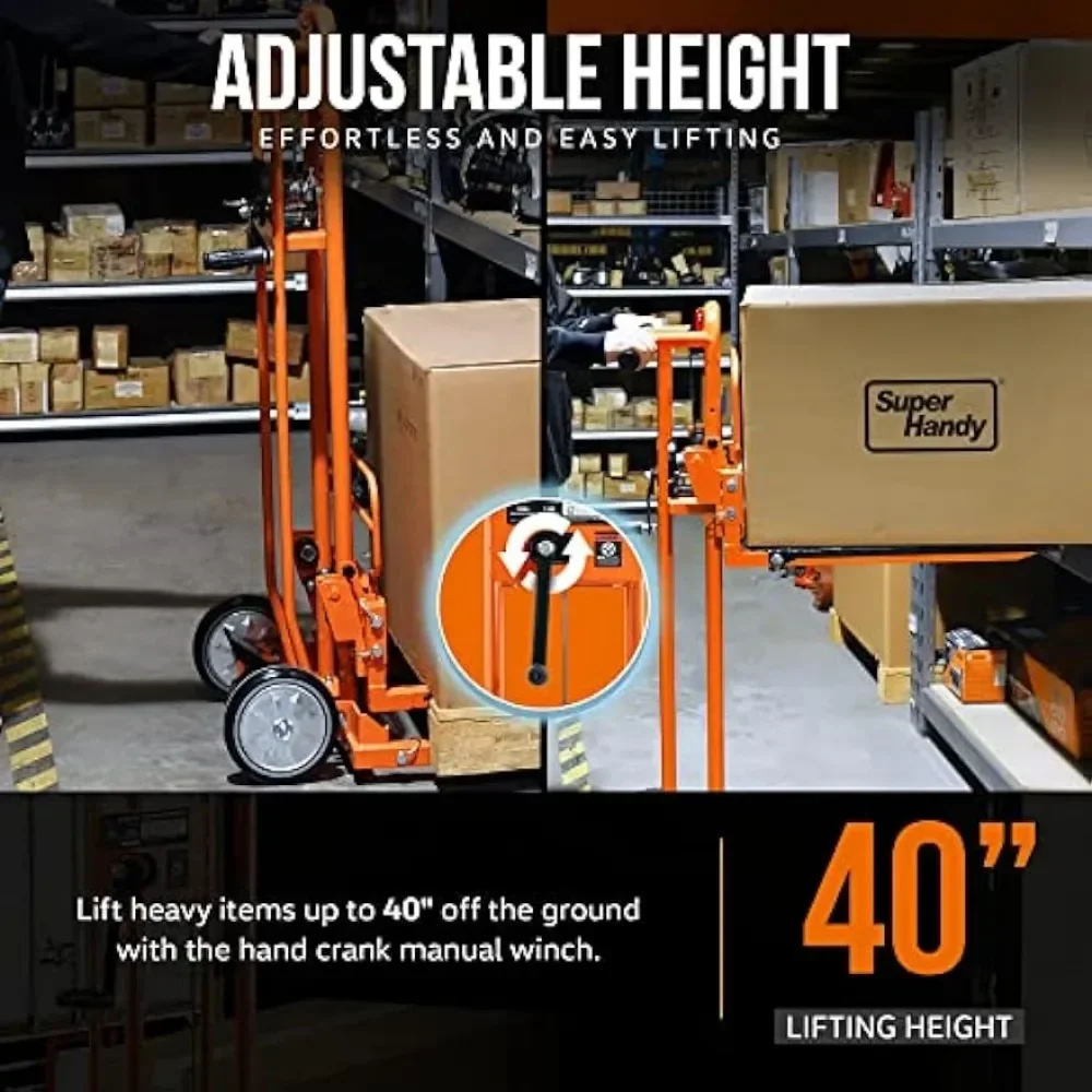 SuperHandy Material Lift Winch Stacker, Pallet Truck Dolly, Lift Table, Fork Lift, 330 Lbs 40\