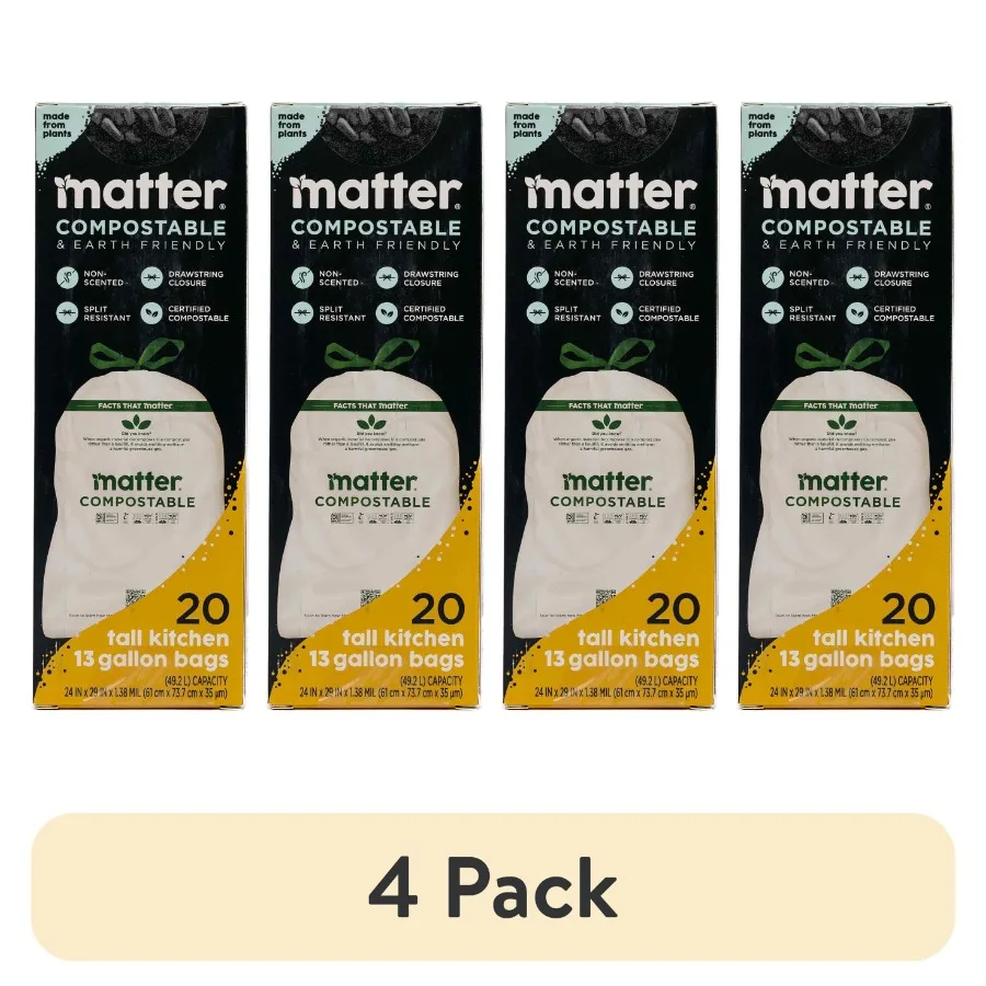 

Compostable 13-Gallon Tall Kitchen Trash Bags with Drawstring for Eco-Friendly Waste Management in Home Kitchens and Commercial