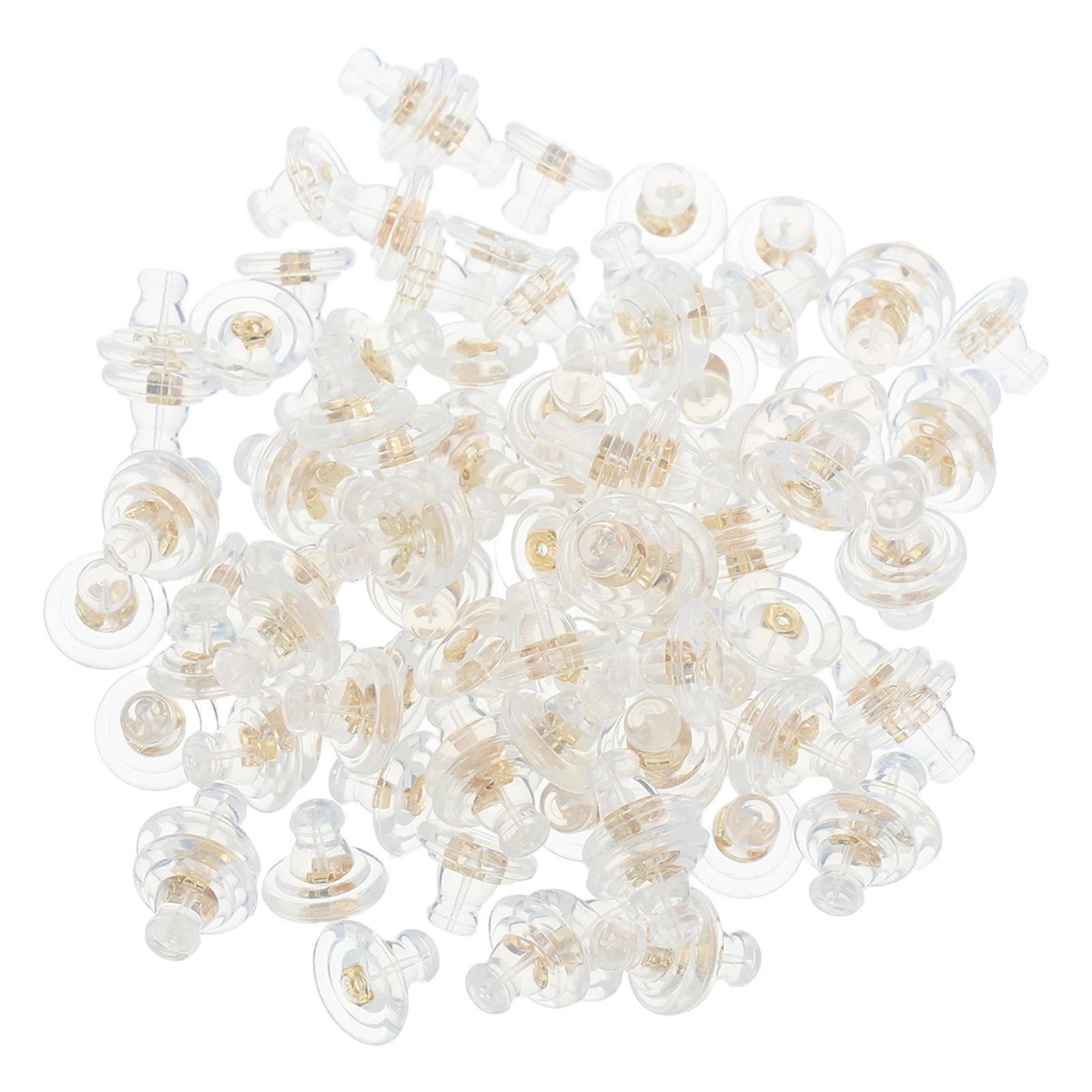 

100pcs Ear Ring Back Cover Silicone Plug Stabilizers Safety Support Flat Studs Holders Stoppers Gild Clear Retainers Heavy