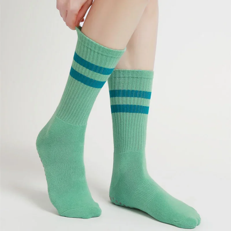 

Повседневные полосатые женские носки для пилатеса, дышащие хлопковые спортивные носки для танцев, профессиональные силиконовые противоскользящие носки для тренажерного зала, фитнеса, йоги