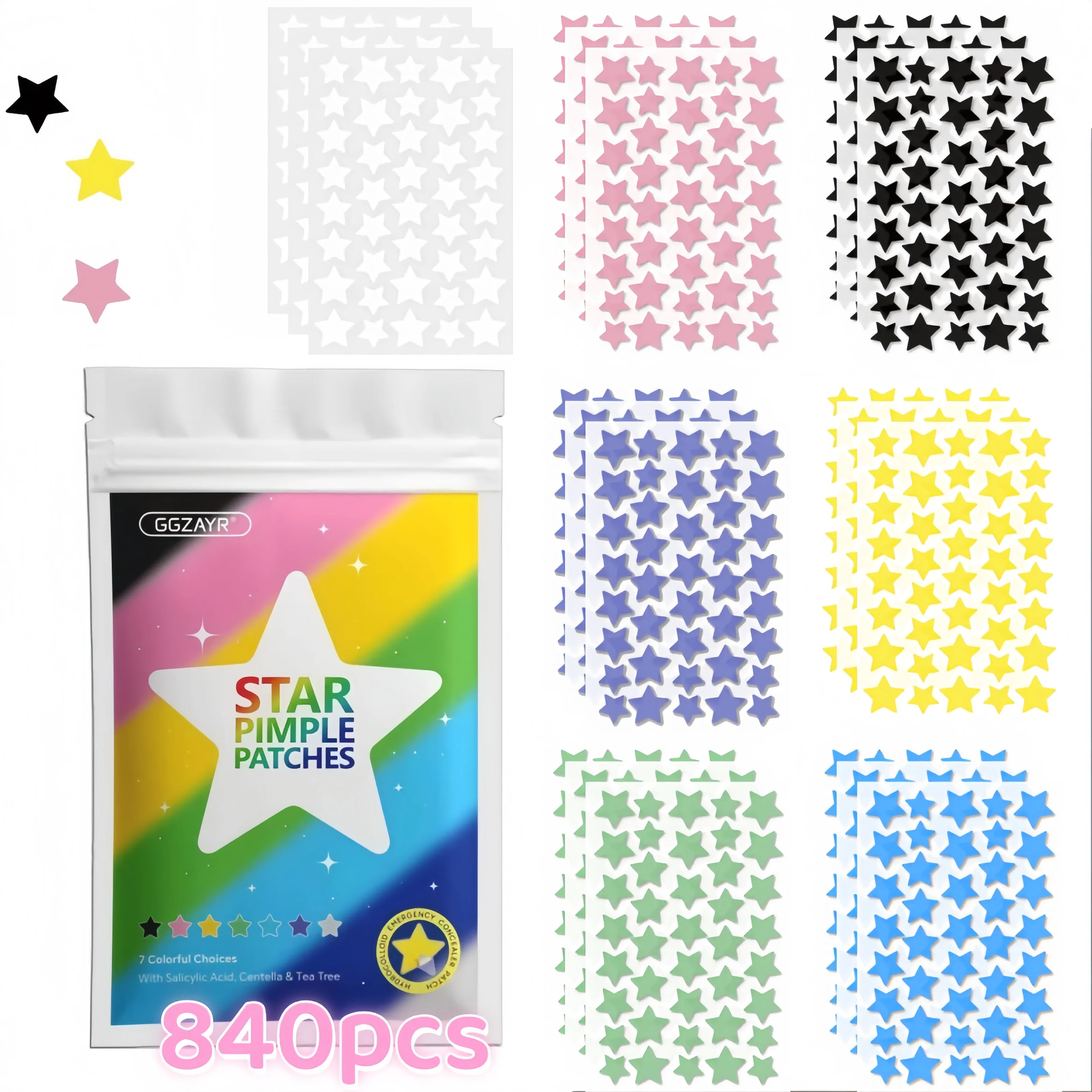 560/840/1680pcs Rainbow Star Acne Patches – Cute Hydrocolloid Dots for Clear Skin, Party & Daily Use image 3