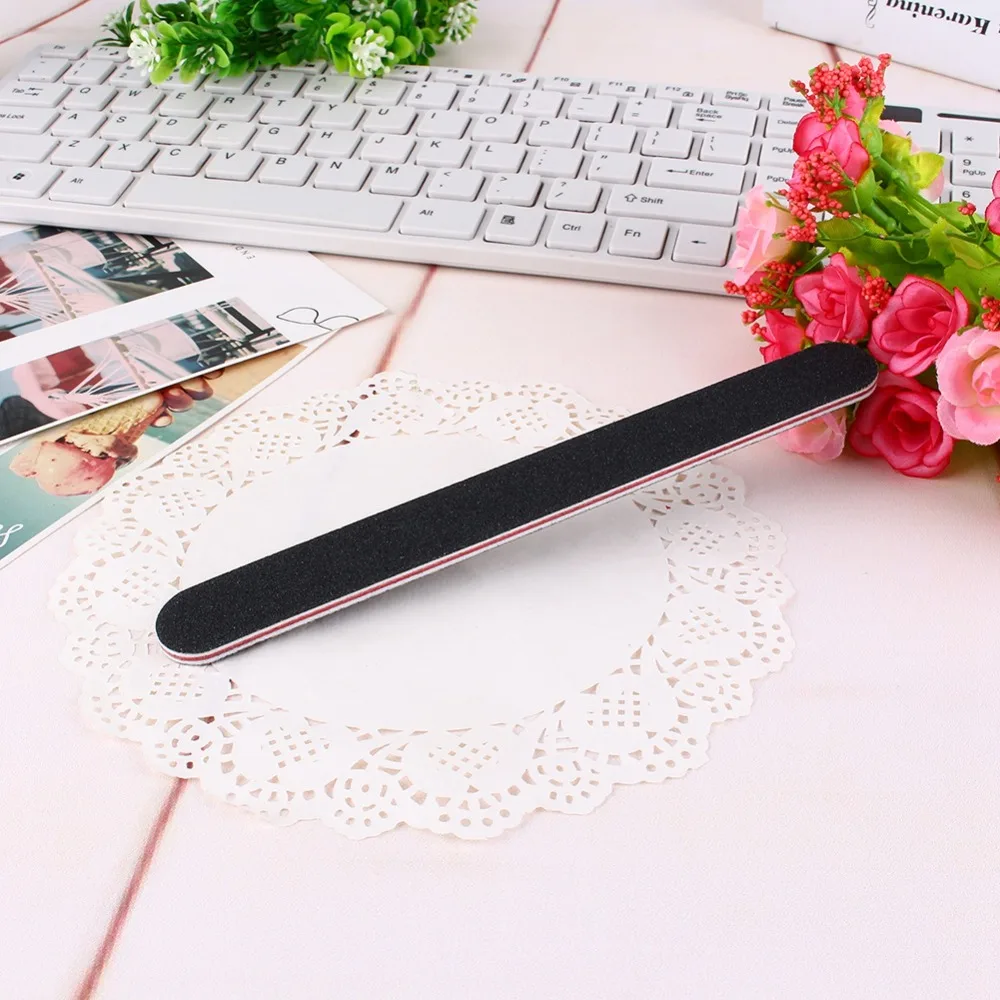 20pcs 100/180 Grit Double Sided Nail Files Black Double Sided Emery Board File Buffing Polishing Function Gel Manicure File