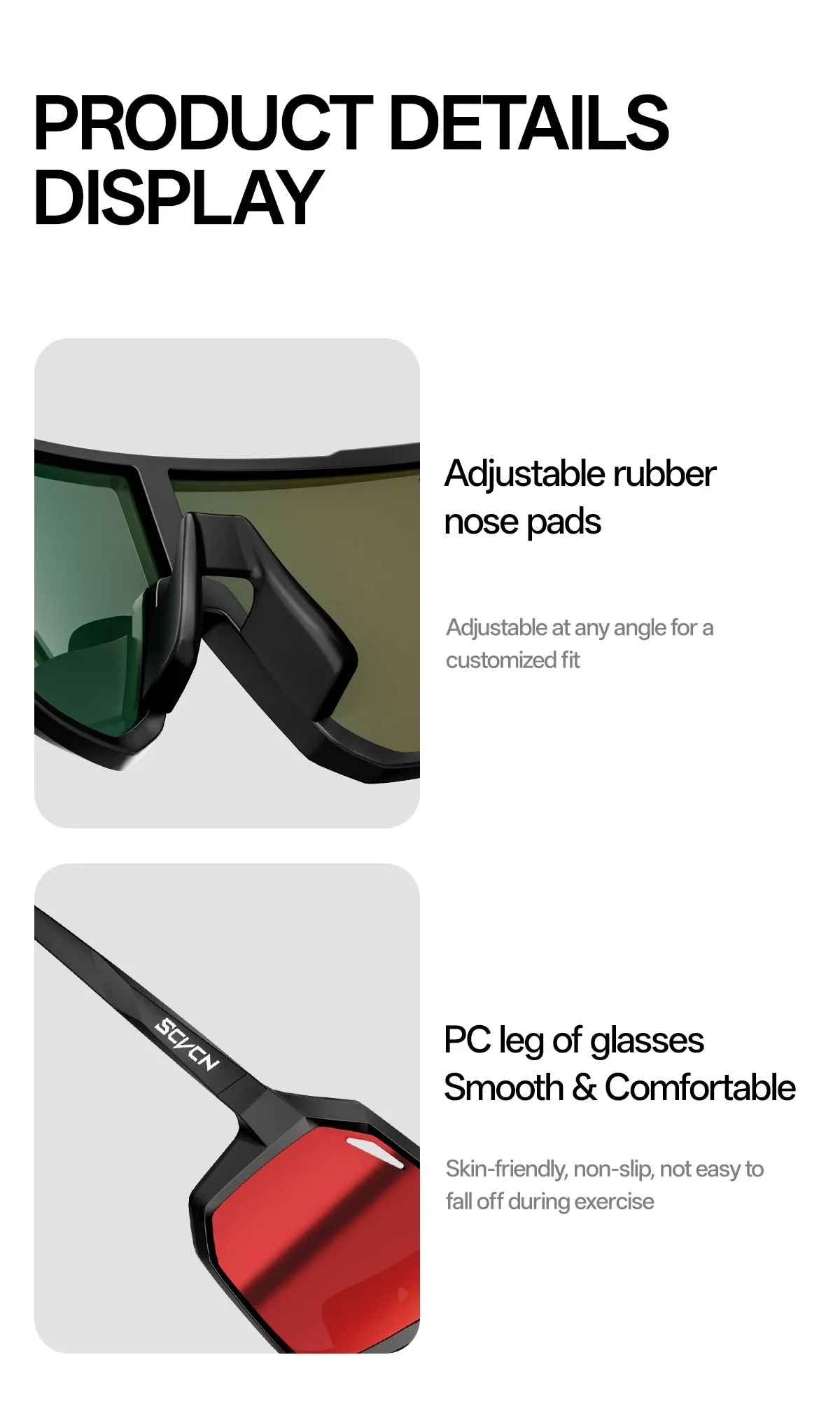 SCVCN Herren Outdoor Photochrome Radsportbrille MTB Fahrrad UV400 Schutzbrille Damen Fahrrad Sport Wandern Eyewear Pickleball – Detail 13