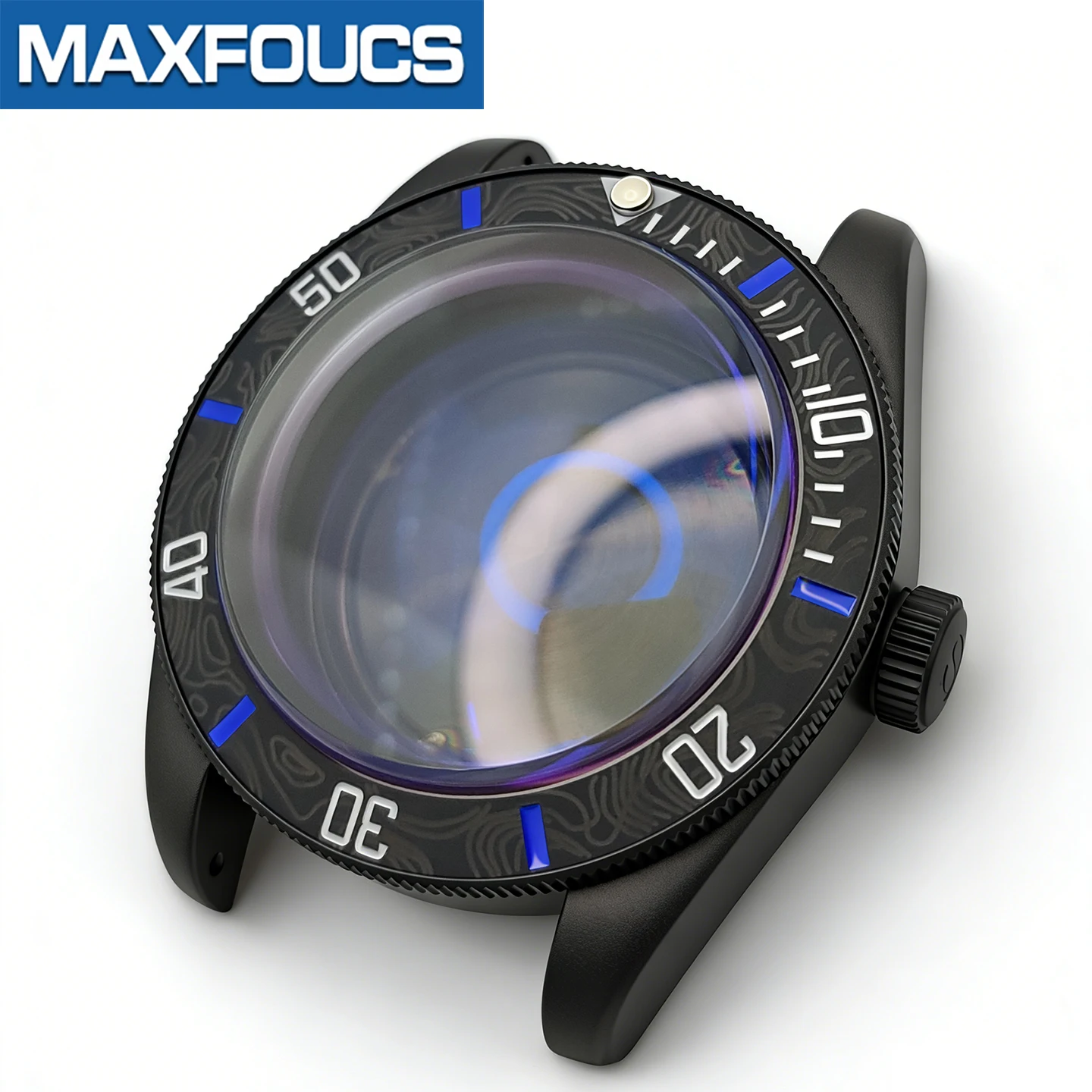 Mattes Retro-Uhrengehäuse im Black Bay-Stil MOD SKX NH34 NH36 Schwarze Stahlkrone Saphirglas-Gehäuseboden Einsatz Kundenspezifisches Zubehör – Detail 12